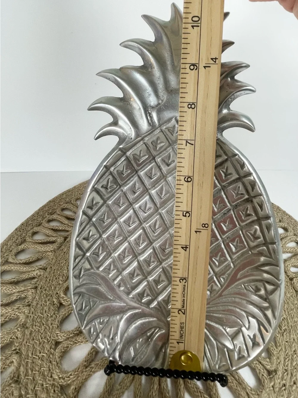 Vintage IHI Pewter Pineapple Serving Tray Made in India Tropical Decor 11”